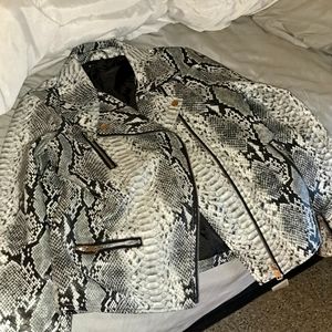 BACCINI Faux SnakeSkin Leather Jacket